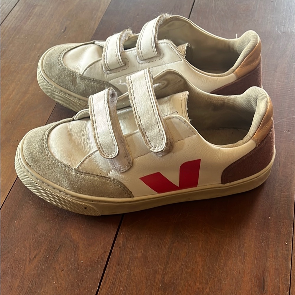 Veja Kids' White and Red Sneakers